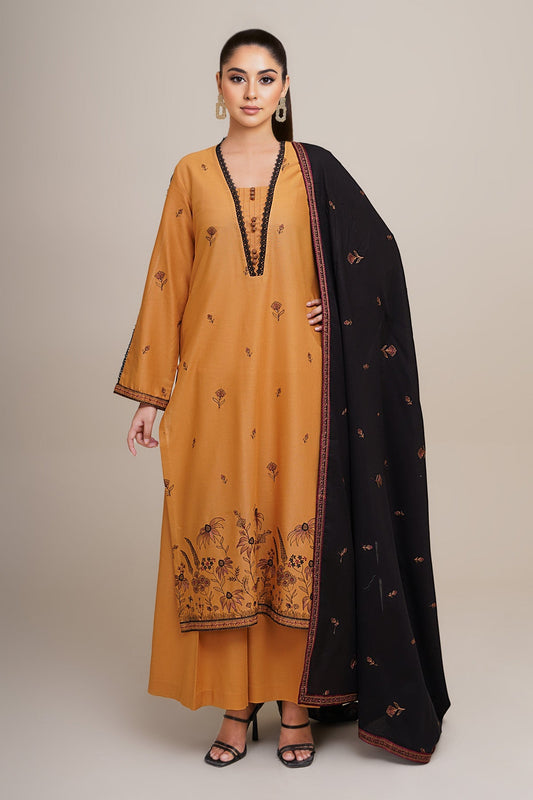 3 Piece - Unstitched - Embroidered Khaddar Suit - E1759