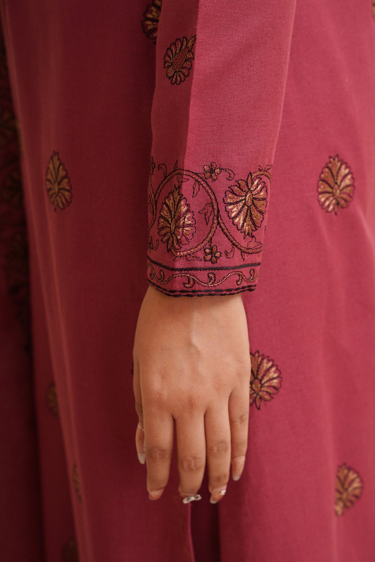 3 Piece - Unstitched - Embroidered Khaddar Suit - E1760