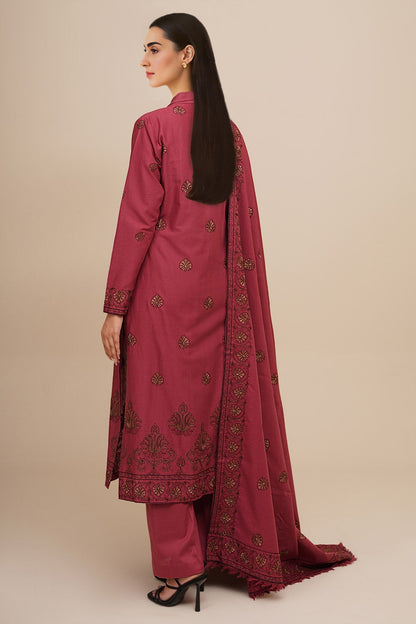 3 Piece - Unstitched - Embroidered Khaddar Suit - E1760