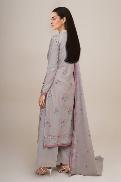 3 Piece - Unstitched - Embroidered Khaddar Suit - E1761