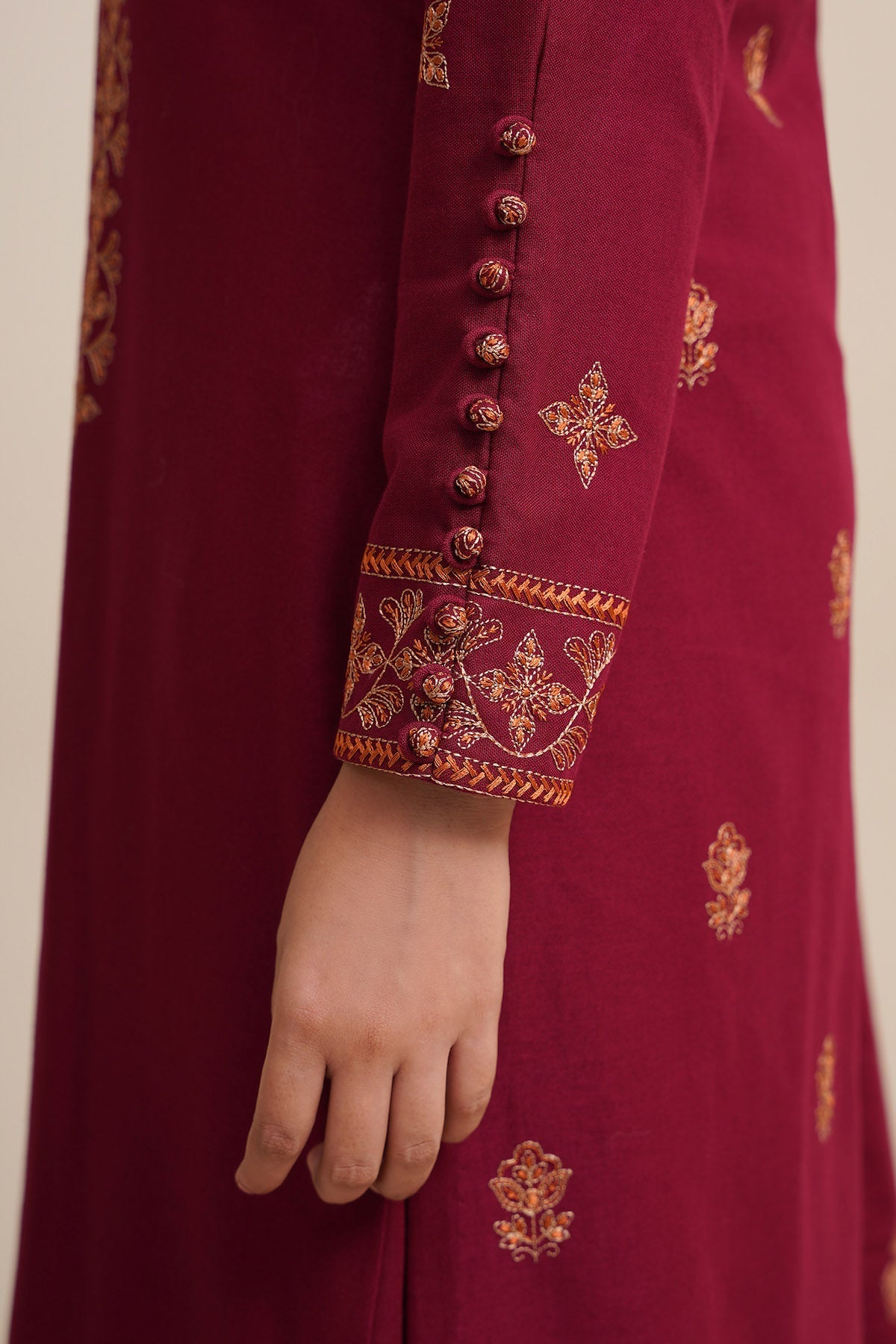 3 Piece - Unstitched - Embroidered Khaddar Suit - E1763
