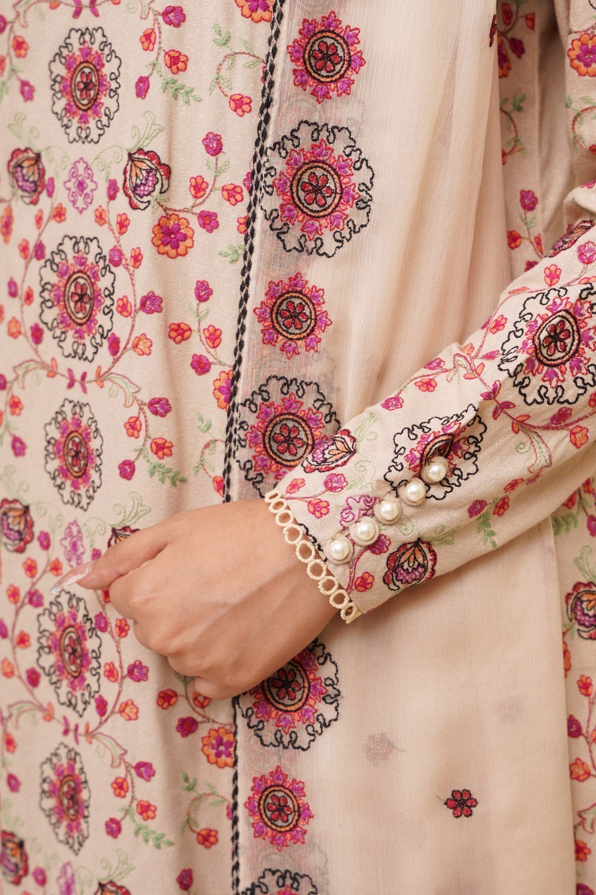 3 Piece - Unstitched - Embroidered Viscose Karandi Suit - E1770