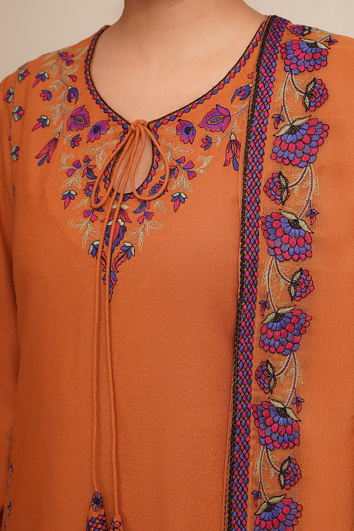 3 Piece - Unstitched - Embroidered Viscose Karandi Suit - E1772