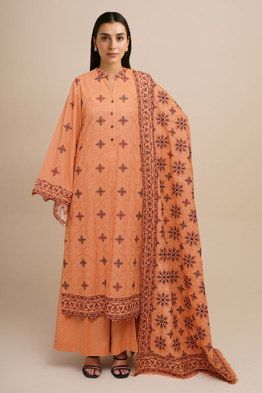 3 Piece - Unstitched - Embroidered Suit - E1775