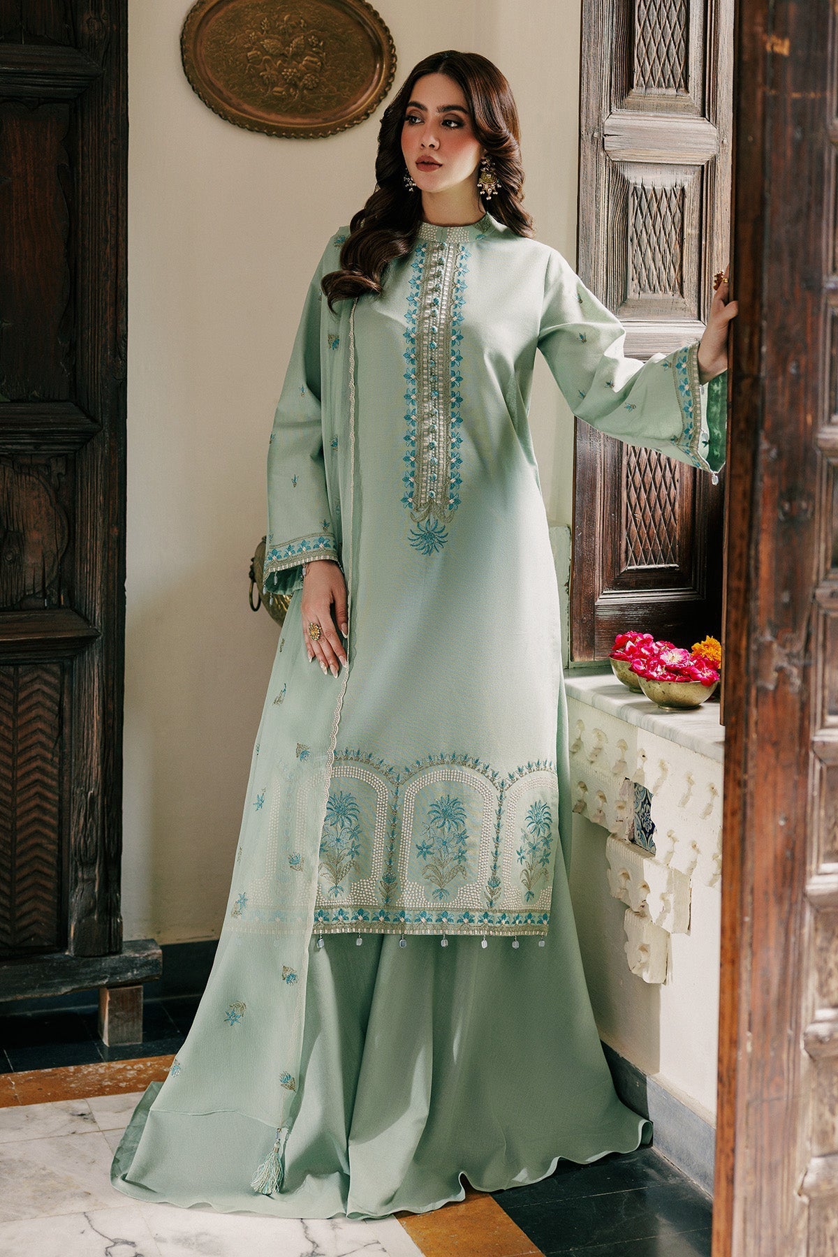 3 Piece - Unstitched - Embroidered Khaddar Suit - E1802
