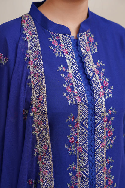 3 Piece - Unstitched - Embroidered Khaddar Suit - E1803