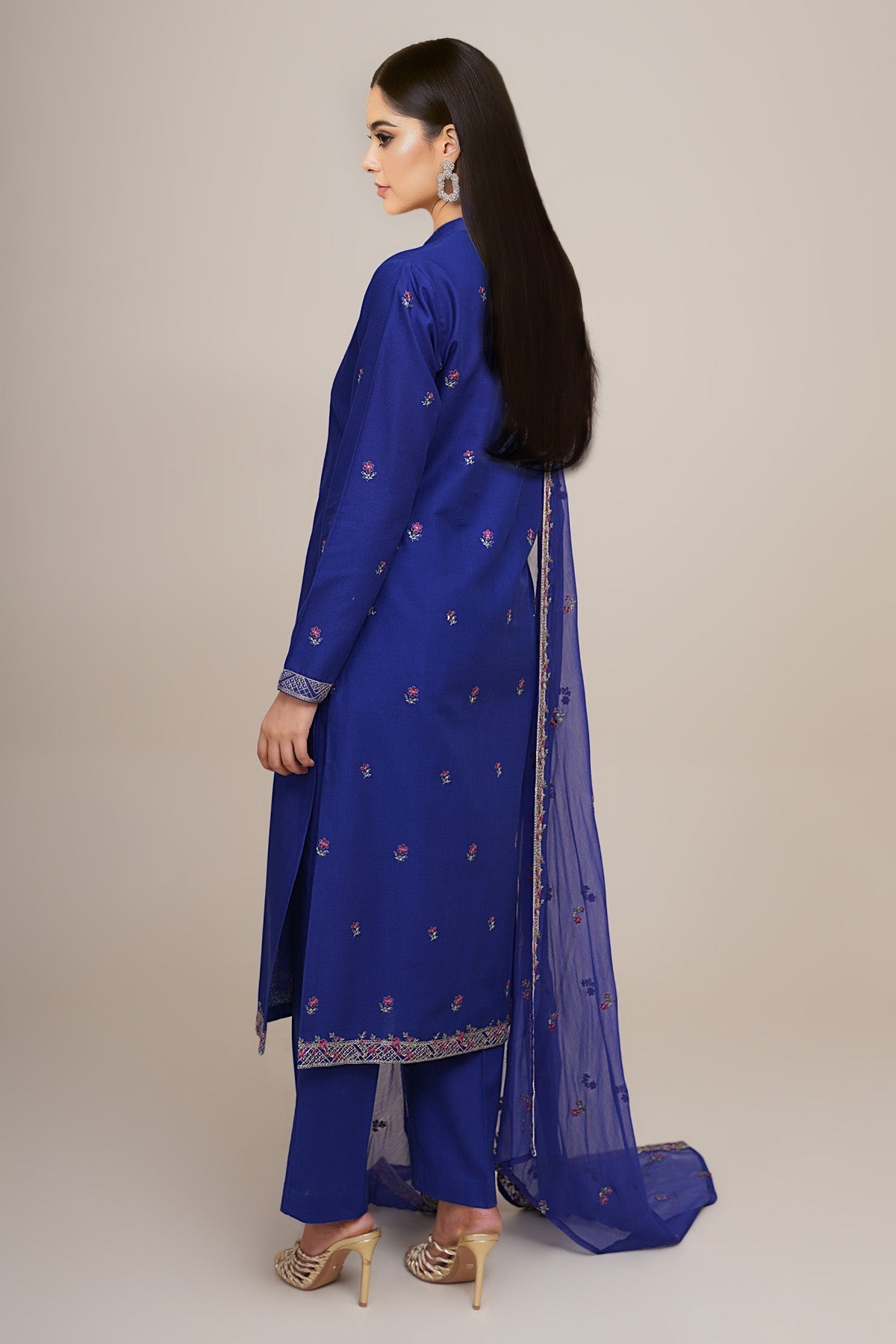 3 Piece - Unstitched - Embroidered Khaddar Suit - E1803