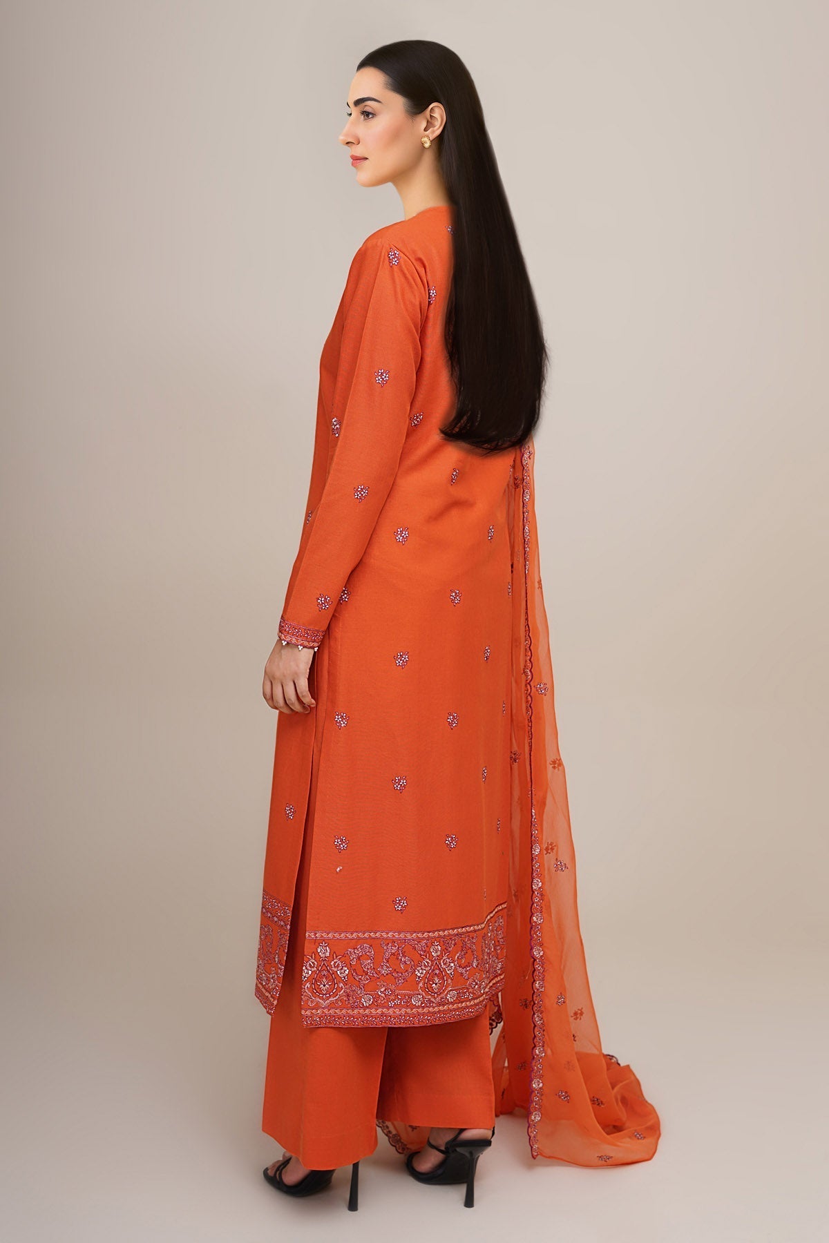 3 Piece - Unstitched - Embroidered Khaddar Suit - E1804
