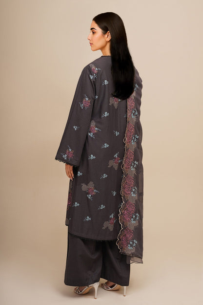 3 Piece - Unstitched - Embroidered Viscose Karandi Suit - E1807