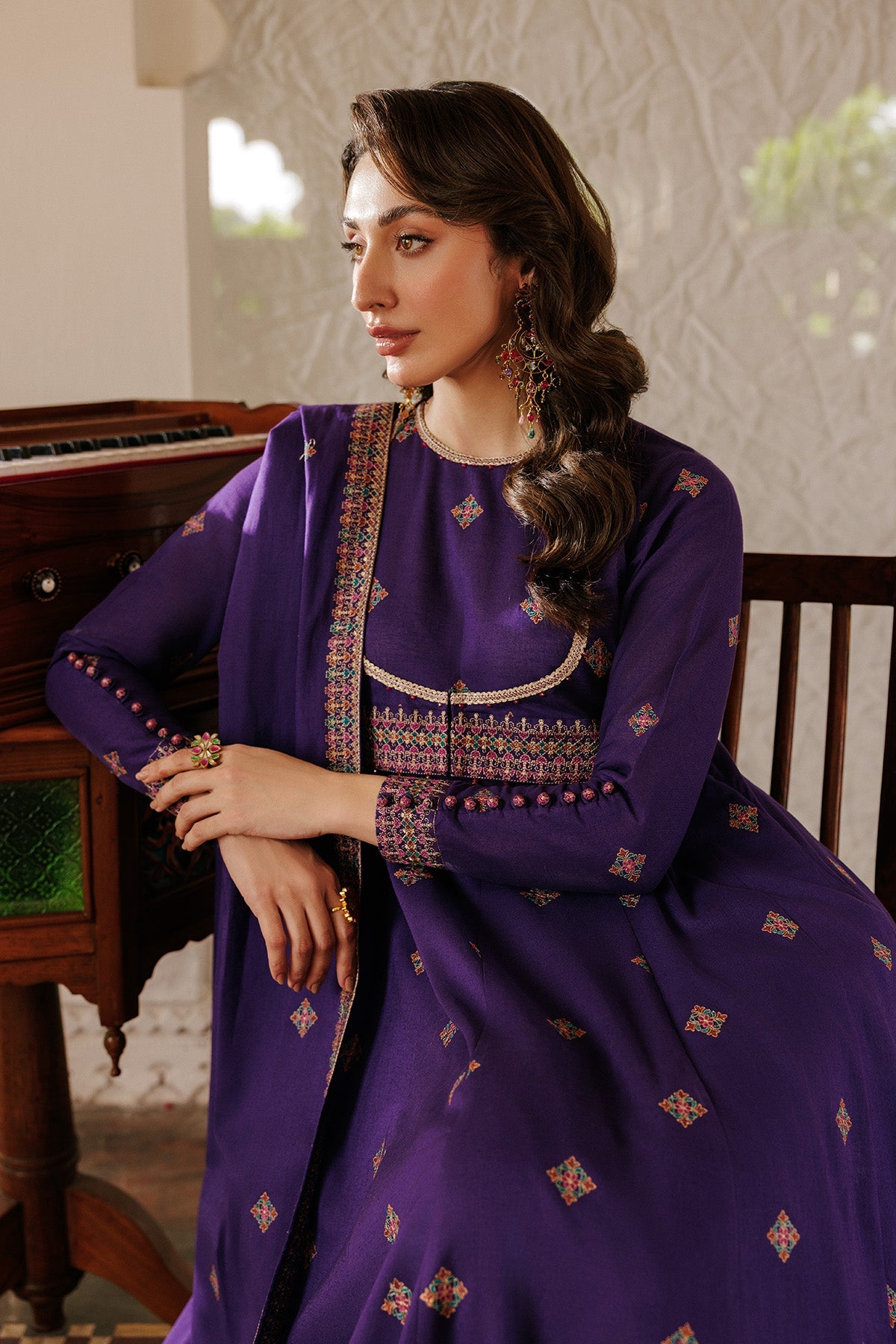 3 Piece - Unstitched - Embroidered Khaddar Suit - E1816
