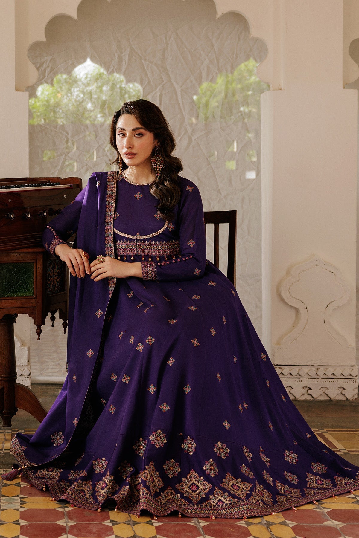 3 Piece - Unstitched - Embroidered Khaddar Suit - E1816