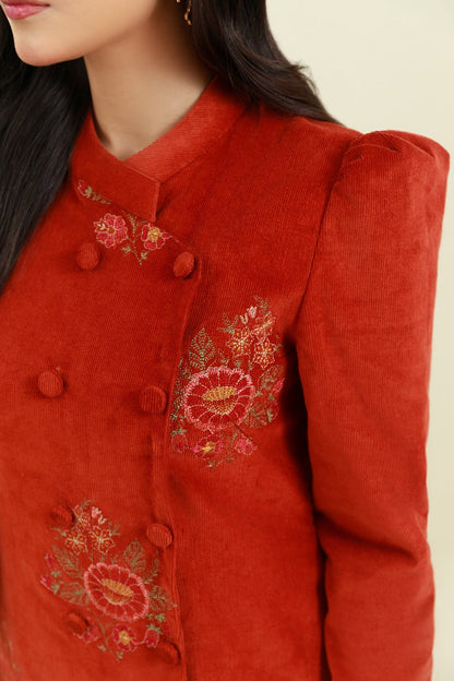 2 Piece - Unstitched - Embroidered Corduroy Suit - E1823