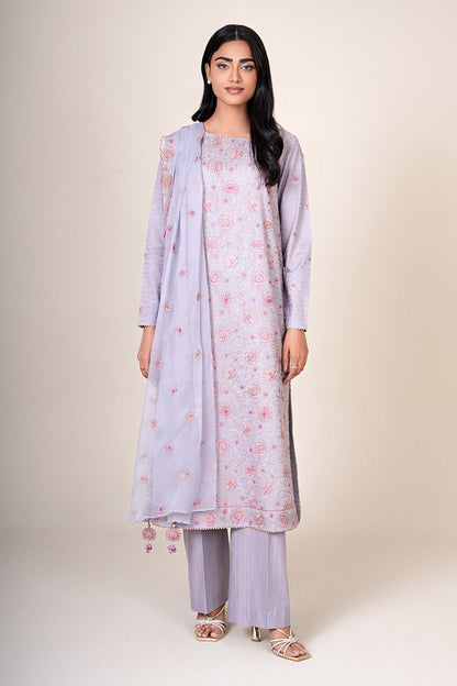 3 Piece - Unstitched - Embroidered Zari Jacquard Suit - E1831