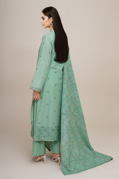 3 Piece - Unstitched - Embroidered Khaddar Suit - E1833