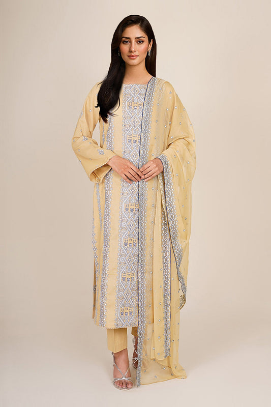 3 Piece - Unstitched - Embroidered Khaddar Suit - E1838