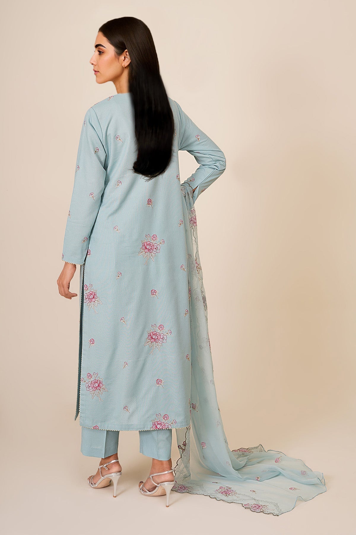 3 Piece - Unstitched - Embroidered Khaddar Suit - E1840