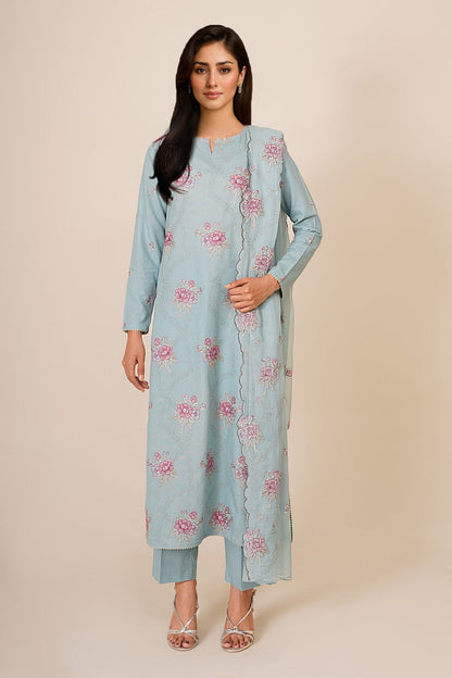 3 Piece - Unstitched - Embroidered Khaddar Suit - E1840