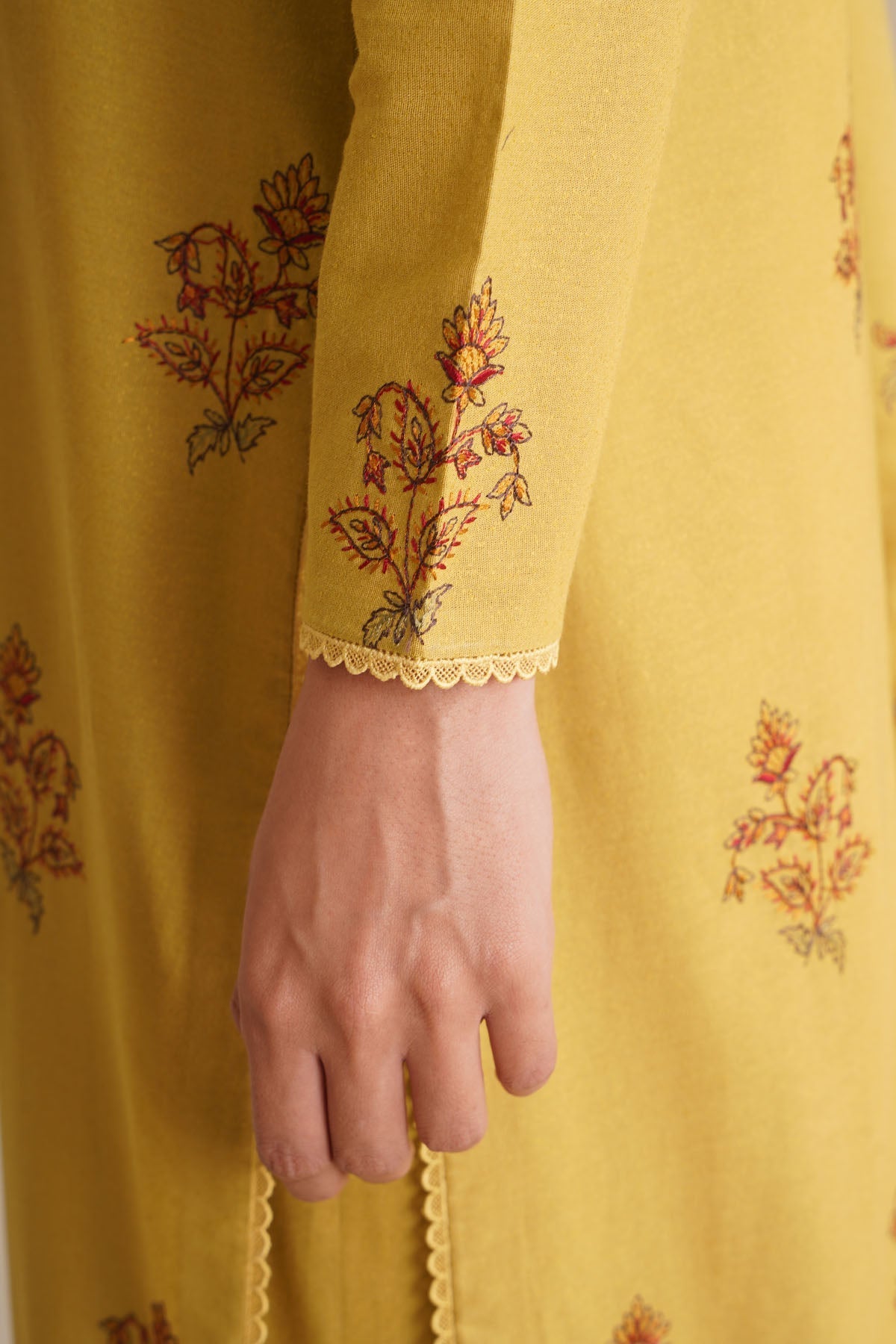 3 Piece - Unstitched - Embroidered Viscose Karandi Suit - E1845