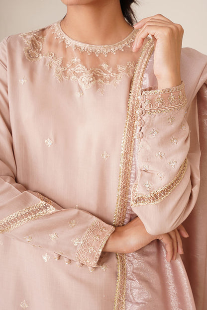 3 Piece - Stitched - Embroidered Raw Silk Suit - KPS25-P3491