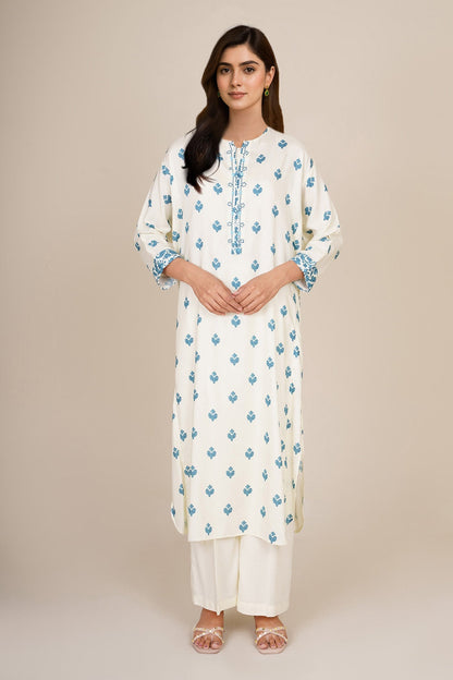2 Piece - Stitched - Printed & Embellished Linen Suit - KPW25-P3674