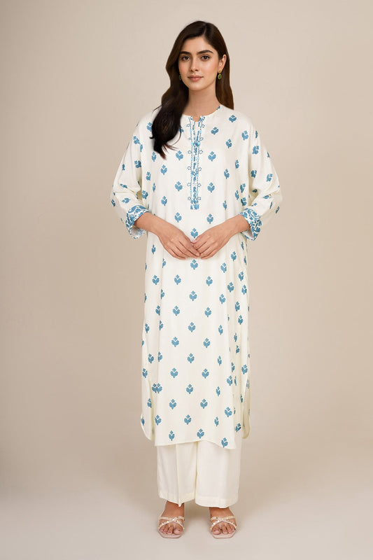 2 Piece - Stitched - Printed & Embellished Linen Suit - KPW25-P3674