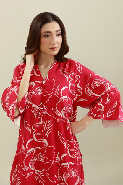 2 Piece - Stitched - Printed & Embellished Linen Suit - KPW25-P3795
