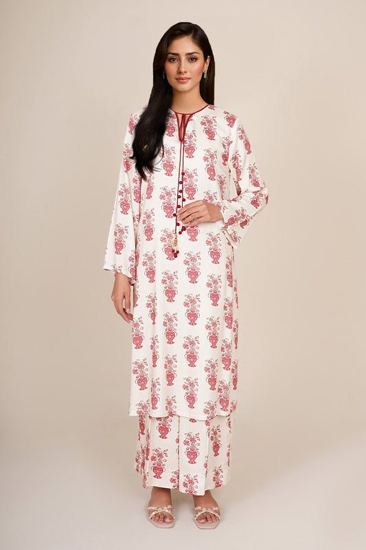 2 Piece - Stitched - Printed & Embellished Linen Suit - KPW25-P3807