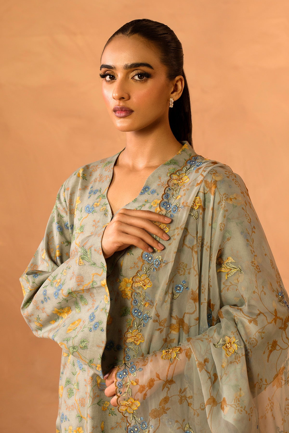 3 Piece - Stitched - Printed & Embroidered Khaddar Suit - MC2113