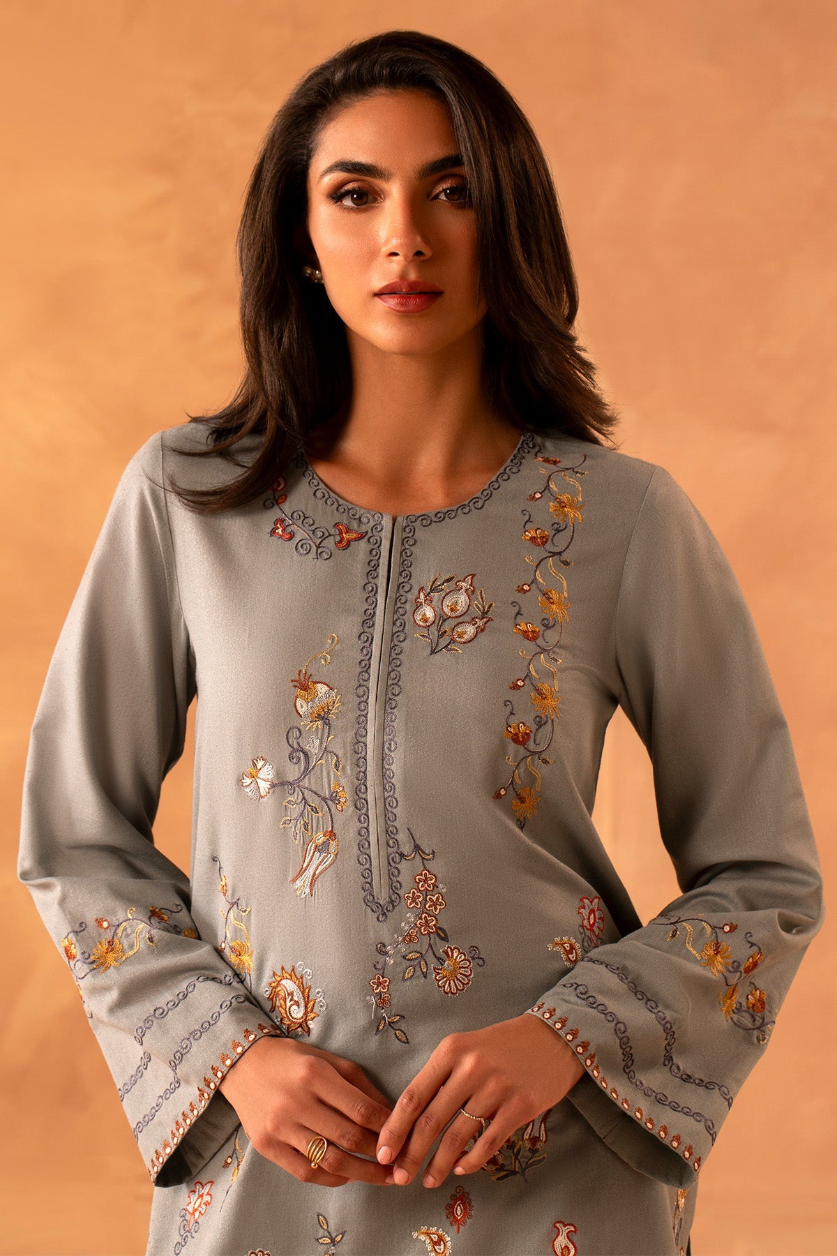 2 Piece - Stitched - Dyed & Embroidered Karandi Suit - MCP2044-1