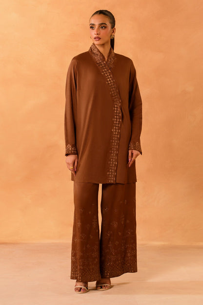 2 Piece - Stitched - Dyed & Embroidered Pk Raw Silk Suit - MCP2053