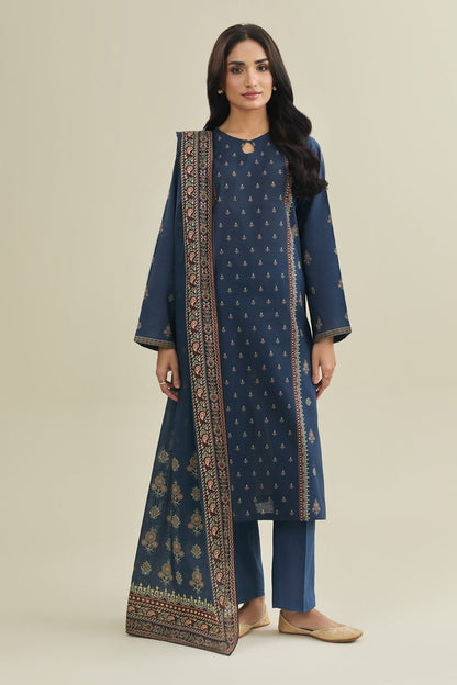 3 Piece - Unstitched - Printed Khaddar Suit - X7103