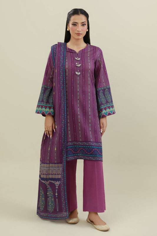 3 Piece - Unstitched - Printed Khaddar Suit - X7104