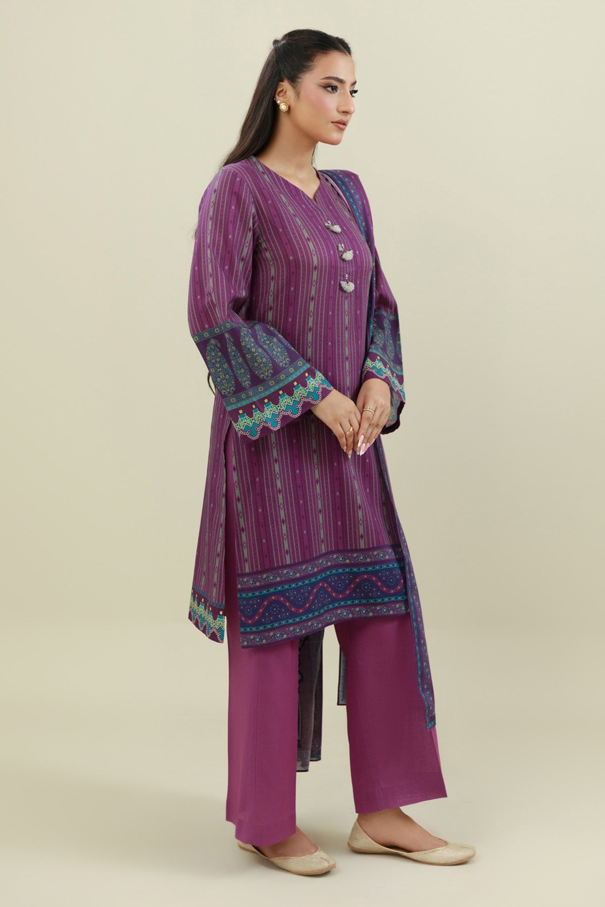 3 Piece - Unstitched - Printed Khaddar Suit - X7104