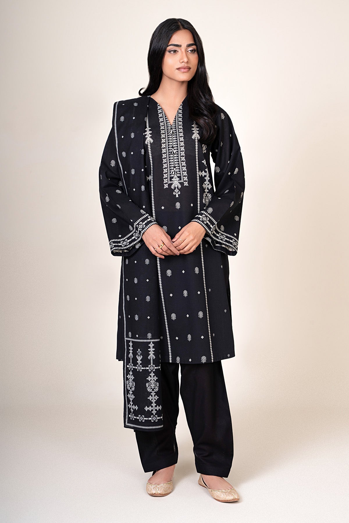 3 Piece - Unstitched - Printed Khaddar Suit - X7111
