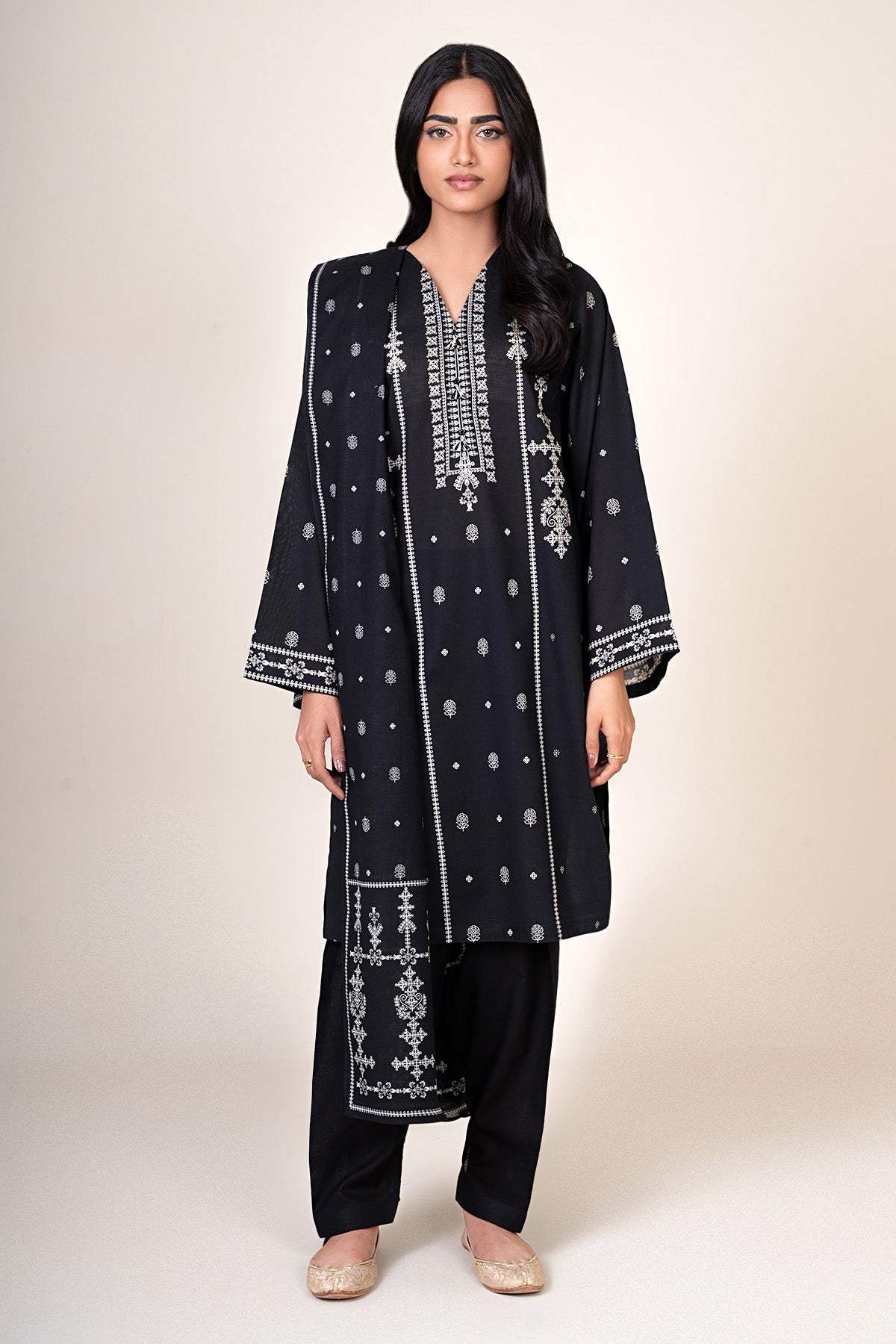 3 Piece - Unstitched - Printed Khaddar Suit - X7111