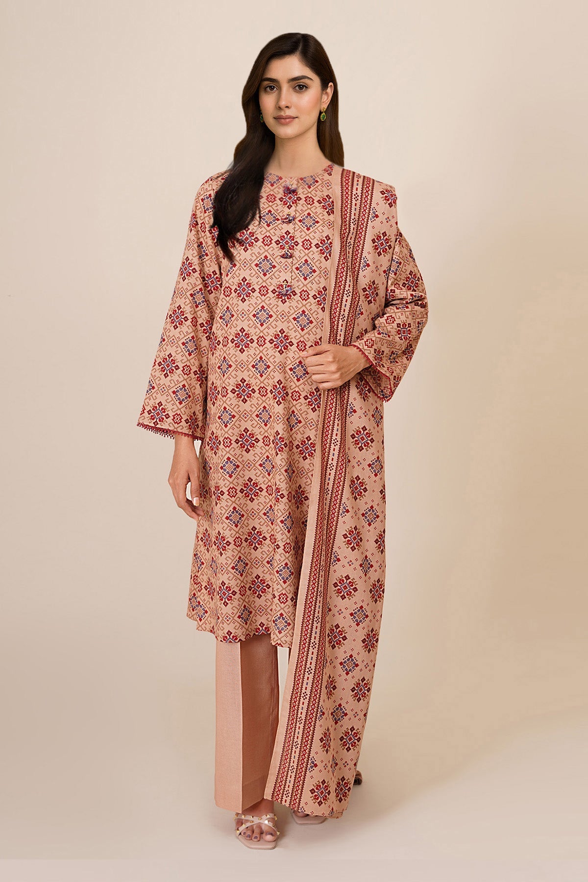 3 Piece - Unstitched - Printed Khaddar Suit - X7118
