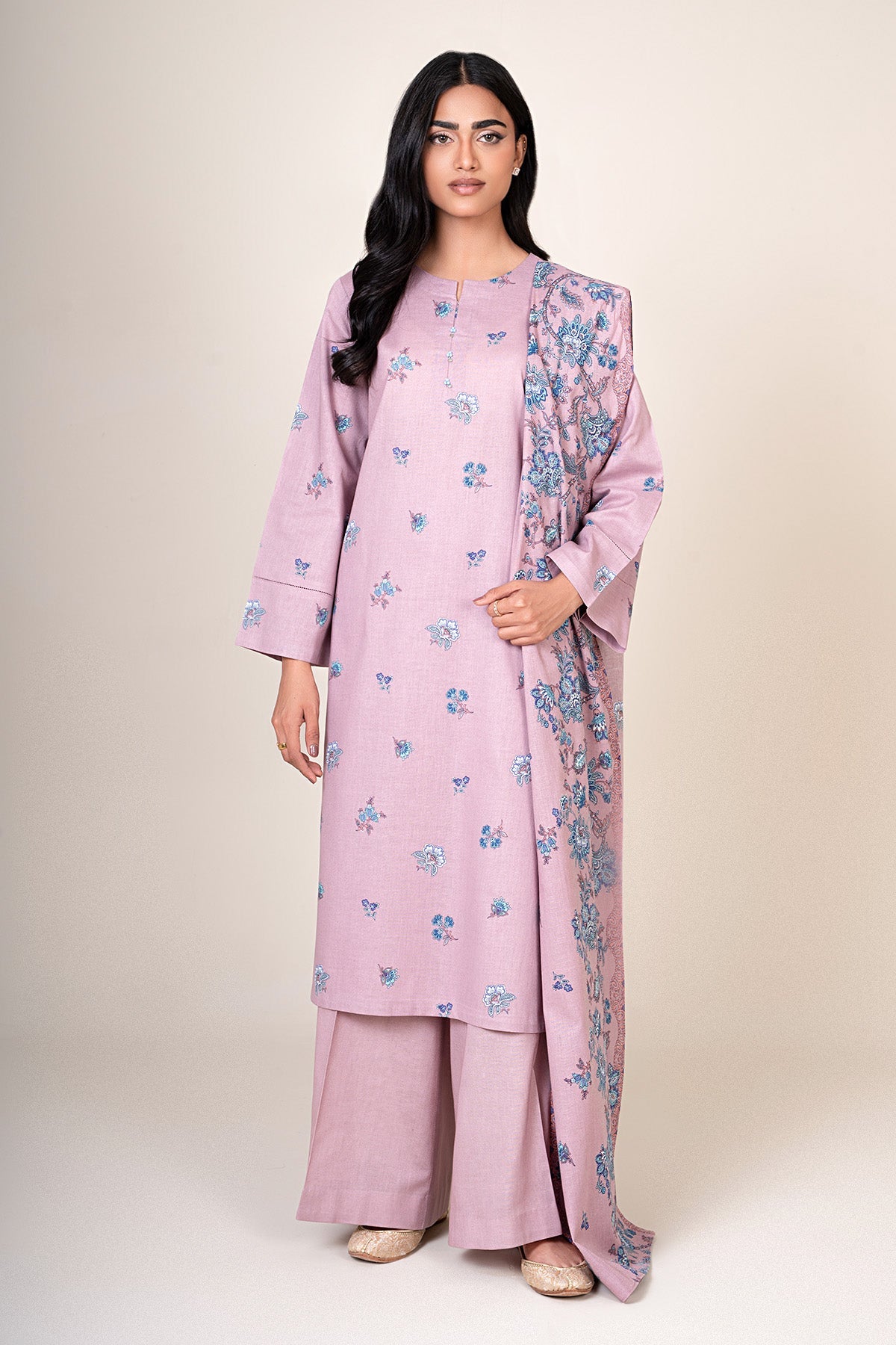 3 Piece - Unstitched - Printed Khaddar Suit - X7119