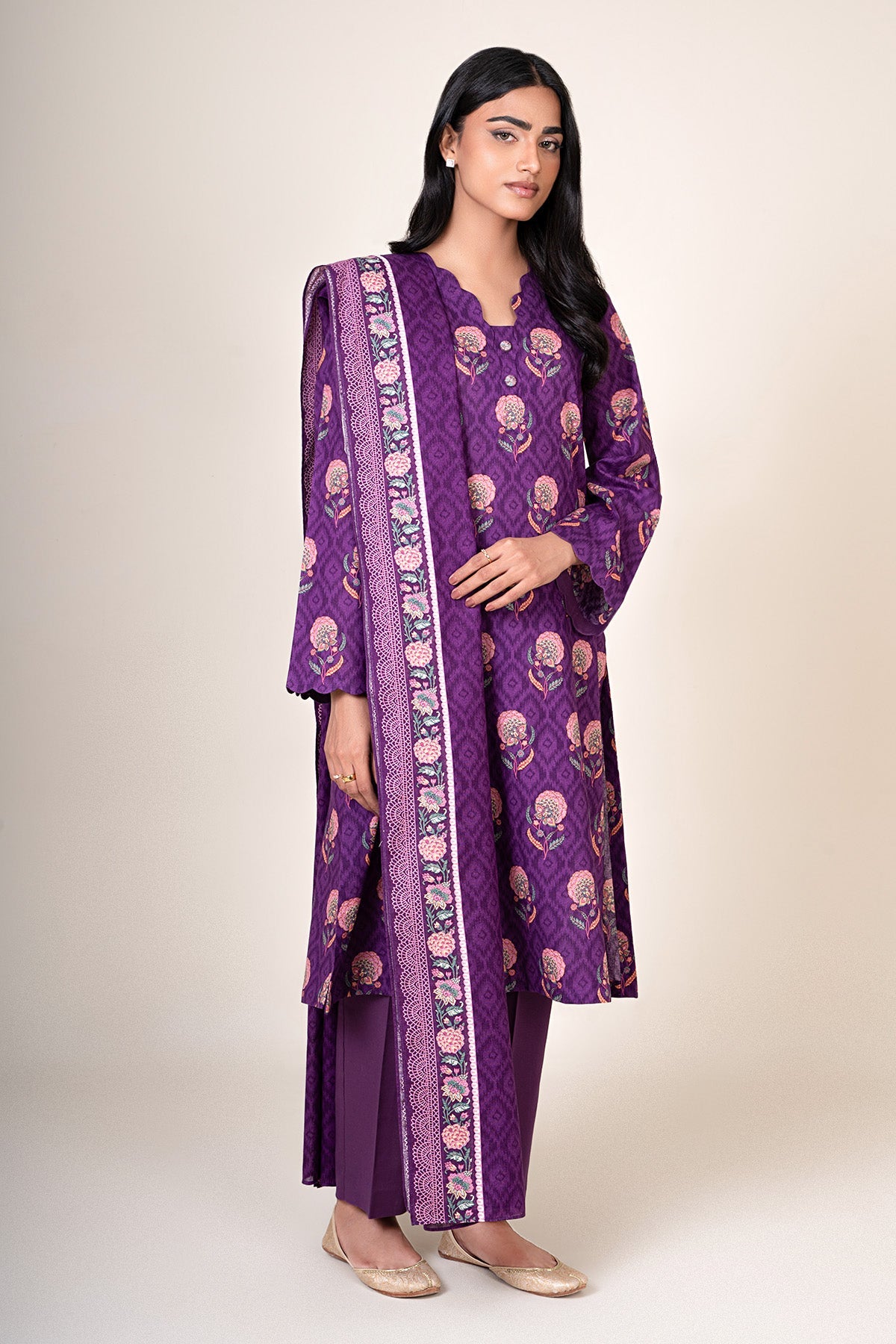 3 Piece - Unstitched - Printed Khaddar Suit - X7125
