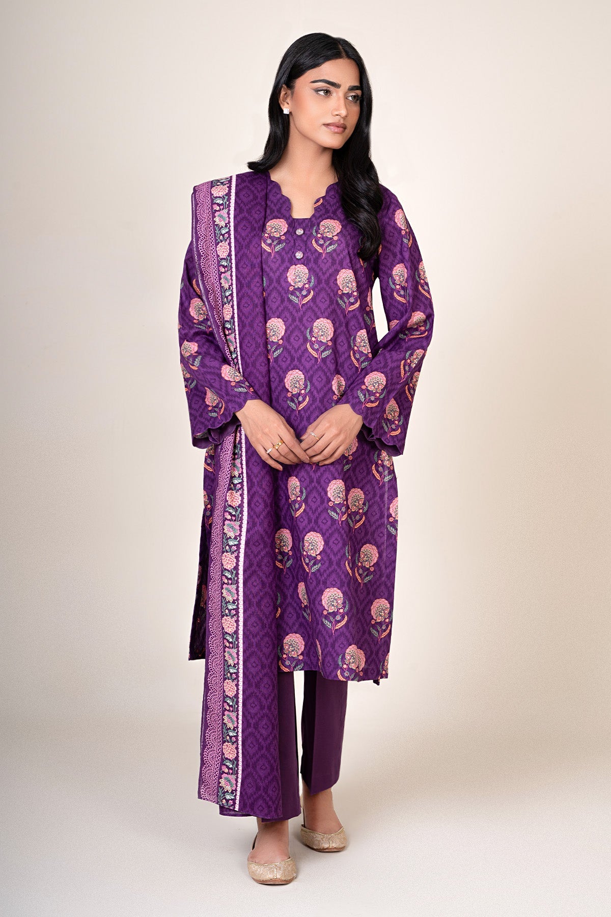 3 Piece - Unstitched - Printed Khaddar Suit - X7125