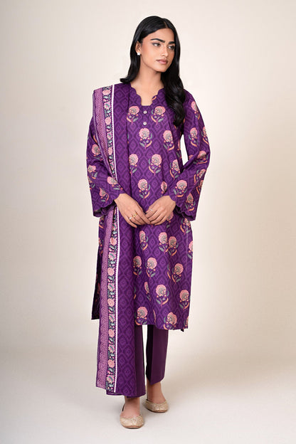 3 Piece - Unstitched - Printed Khaddar Suit - X7125