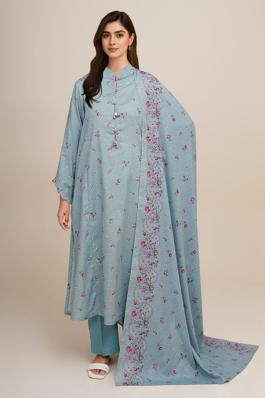 3 Piece - Unstitched - Printed Khaddar Suit - X7126