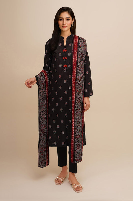 3 Piece - Unstitched - Printed Khaddar Suit - X7129