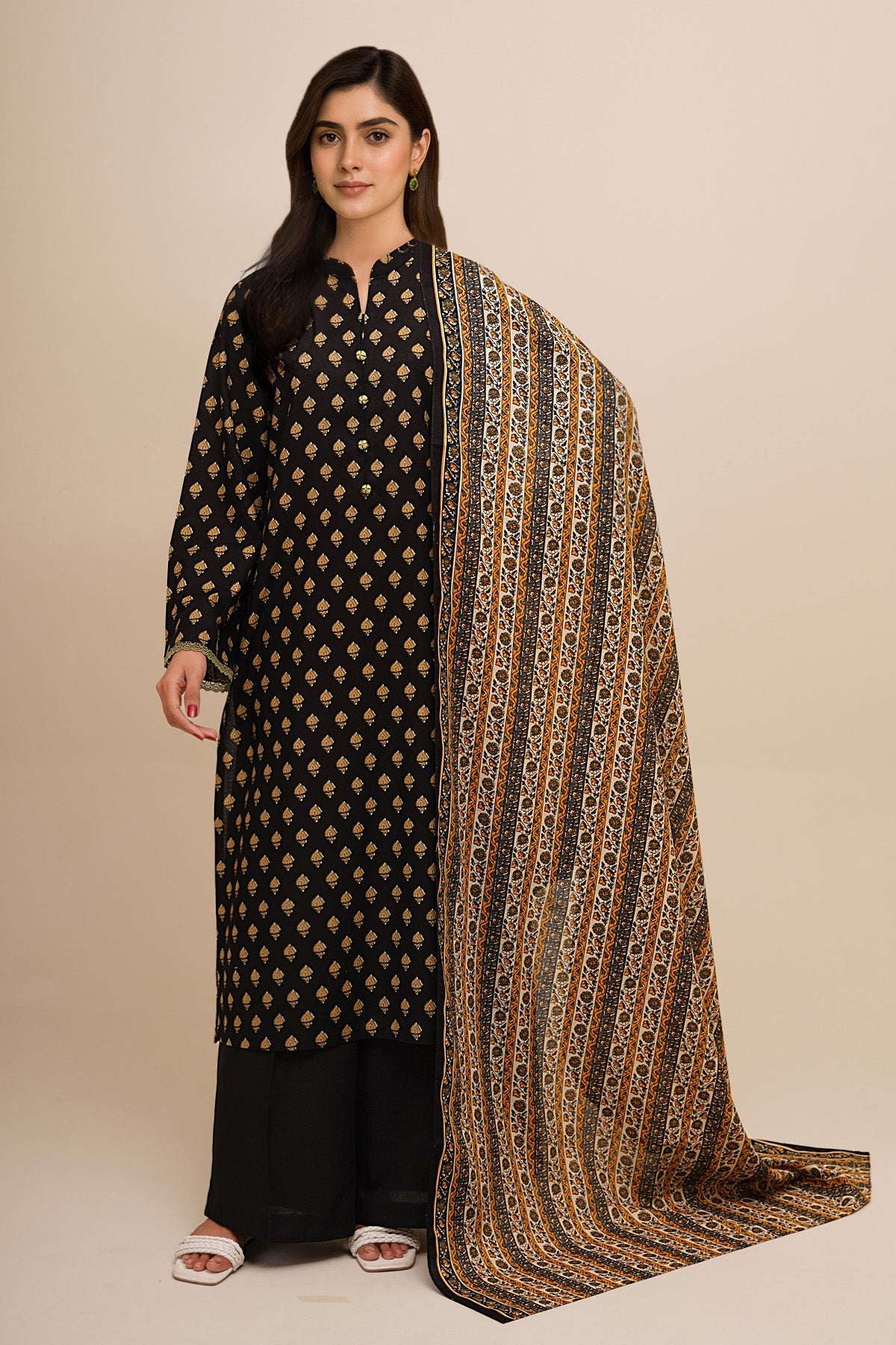 3 Piece - Unstitched - Printed Khaddar Suit - X7134