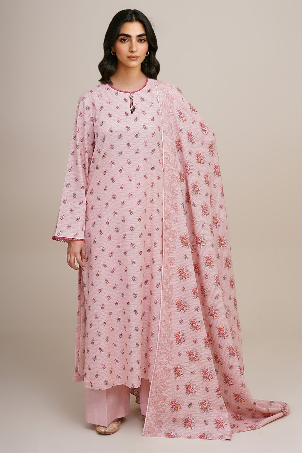 3 Piece - Unstitched - Printed Khaddar Suit - X7140