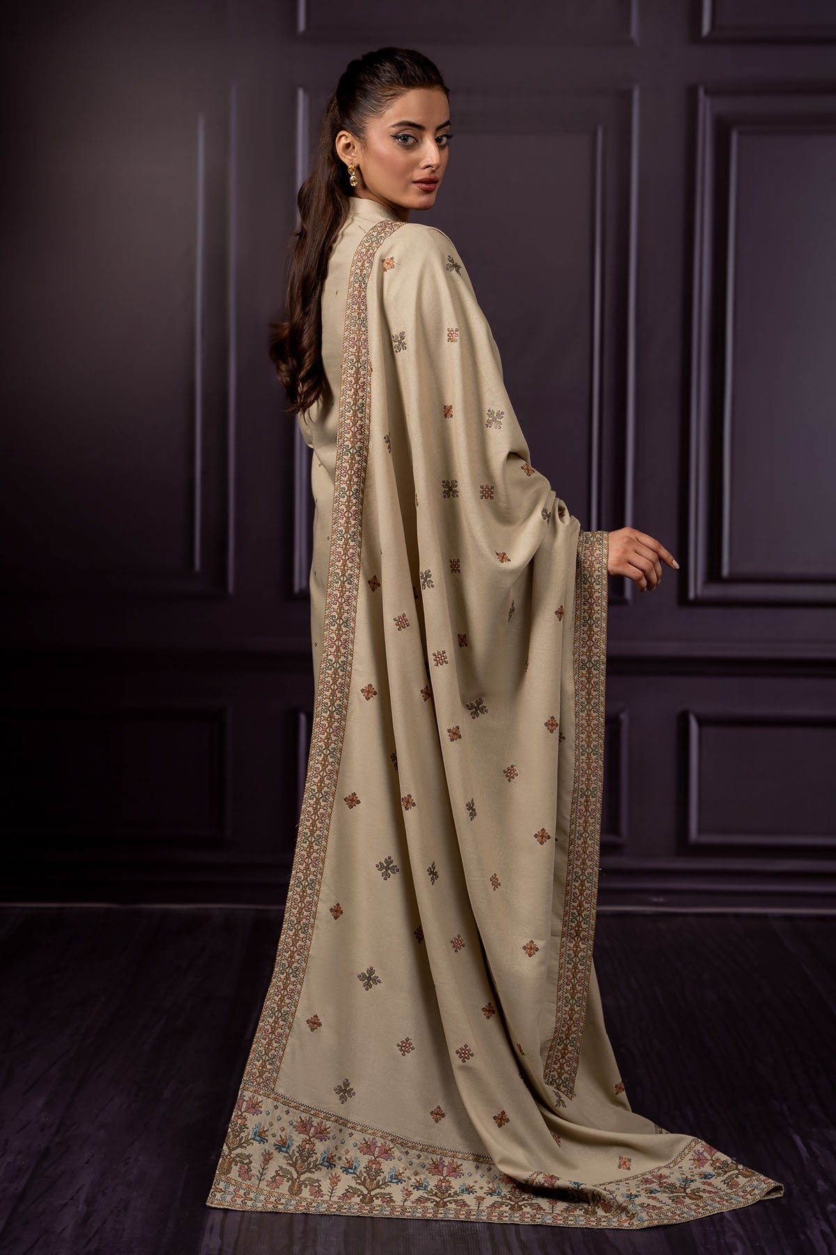 3 Piece - Unstitched - Embroidered Viscose Karandi Suit - E1454