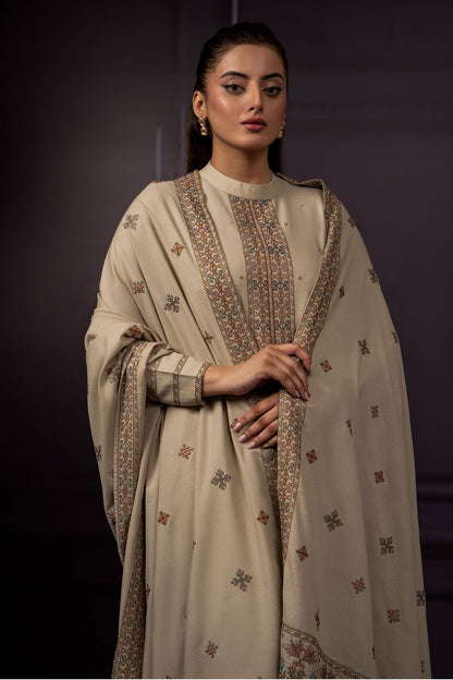 3 Piece - Unstitched - Embroidered Viscose Karandi Suit - E1454