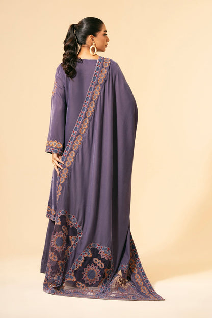 3 Piece - Unstitched - Embroidered Velvet Suit - E1474