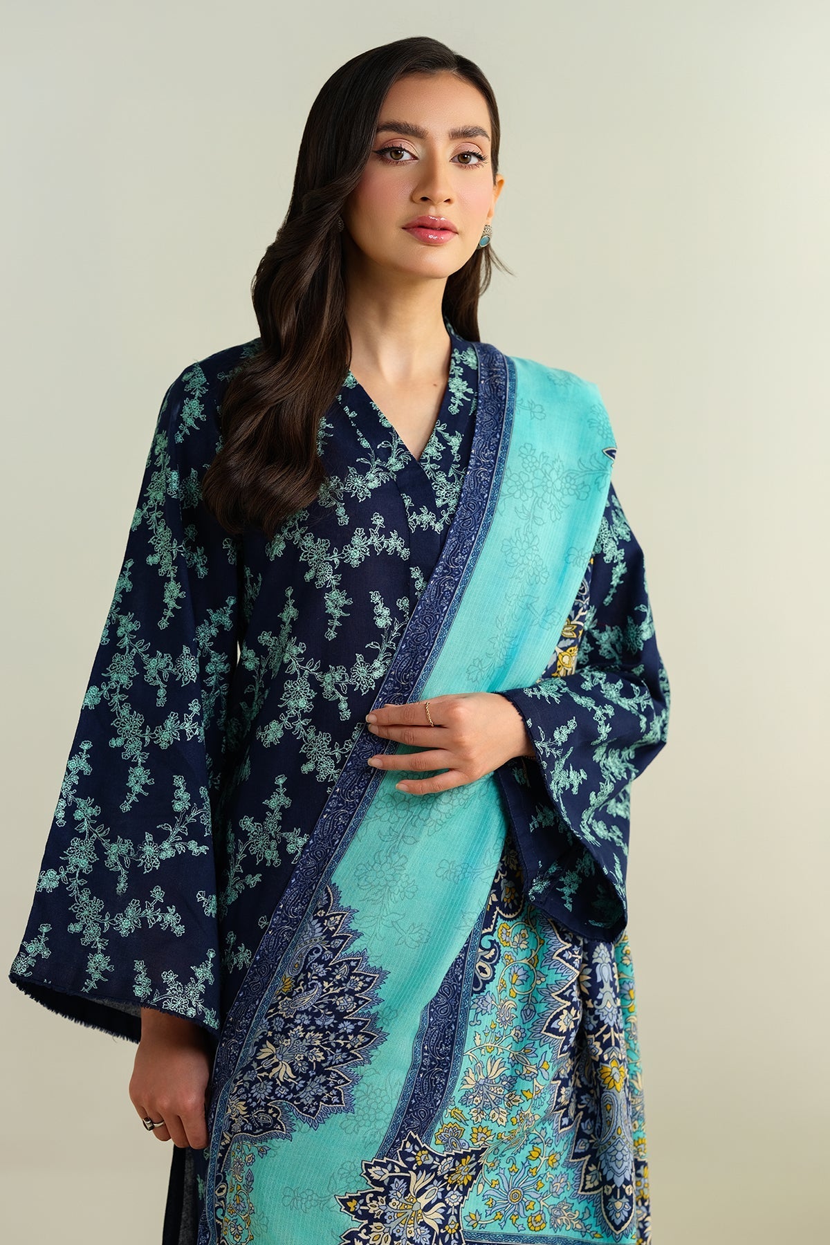 3 Piece - Stitched - Embroidered Khaddar Suit - KPW24-P3044-44